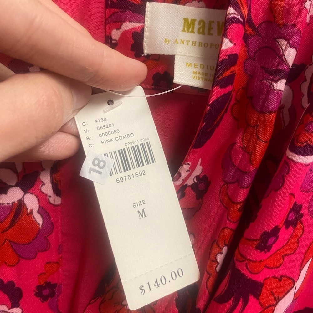NWT Anthropologie Maeve 100% Viscose Floral Wrap Mini Dress Size Medium - Picture 3 of 5